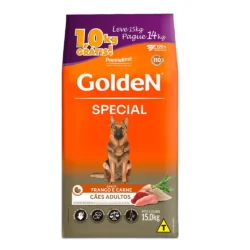 Ração Golden Special Cães Adultos Frango e Carne Pague 14kg leve 15kg
